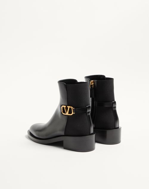 Valentino Garavani - Vlogo Signature Calfskin Ankle Boot 30mm - Black - Woman - Boots And Ankle Boots